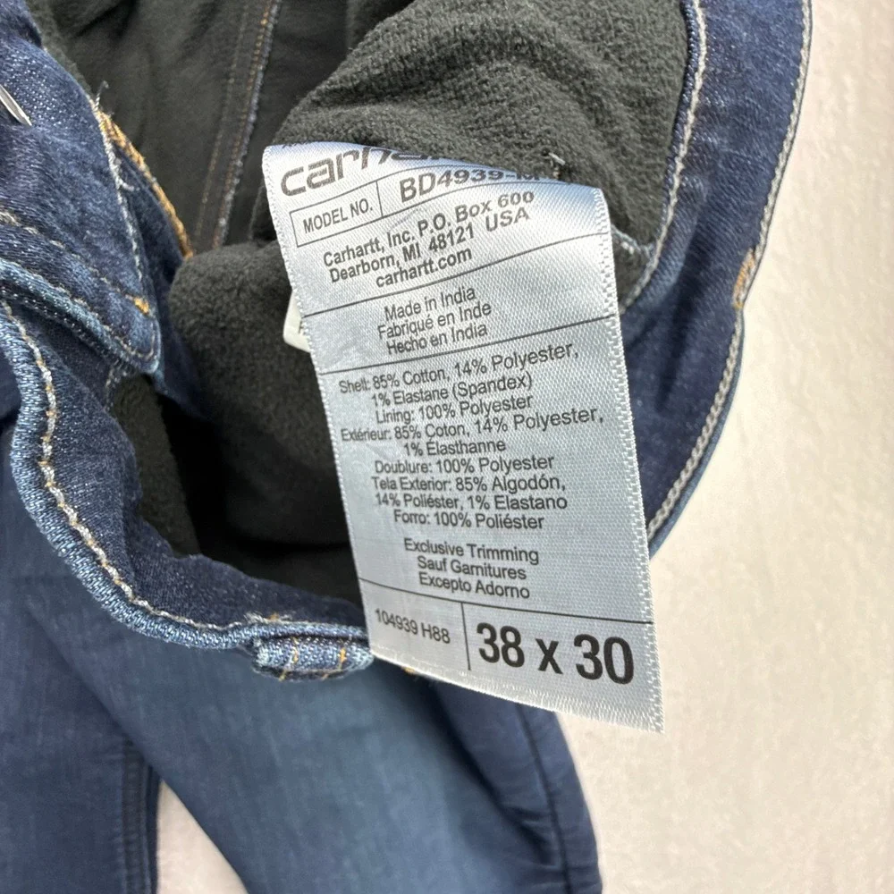 Carhartt Rugged Flex Relaxed Fit Fleece Lined Jeans Mens 38x30 BD4939-M‎ Blue